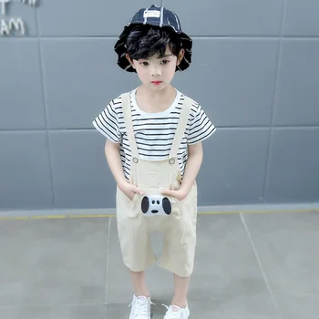 Hot Children Summer Cotton Male Boy Cartoon Puppy Print Korean Fashion Striped Short-sleeved T-shirt Bib Kids Boy Clothing Set
Hot Children Summer Cotton Male Boy Cartoon Puppy Print Korean Fashion Striped Short-sleeved T-shirt Bib Kids Boy Clothing Set