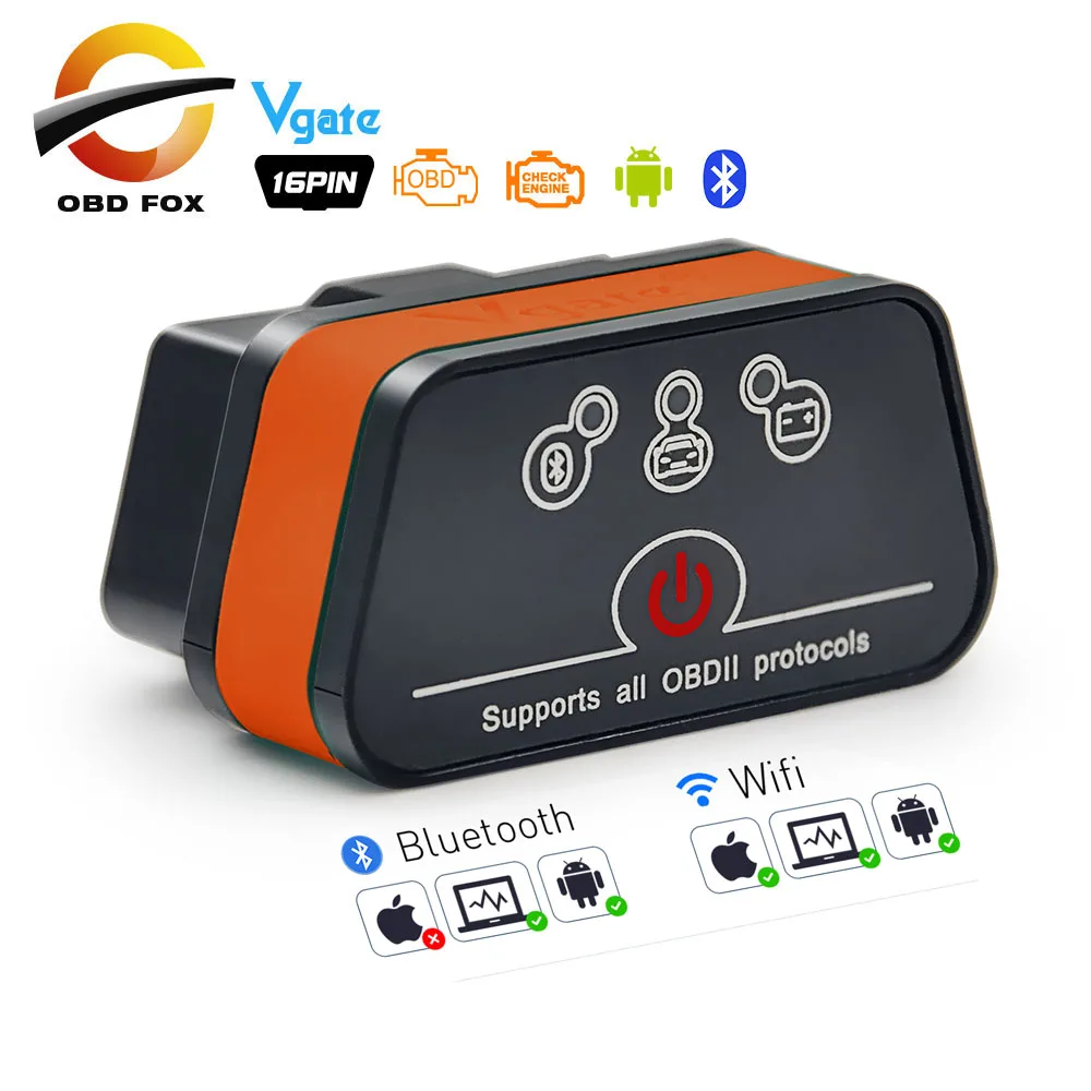 

Vgate iCar2 ELM327 obd2 Bluetooth scanner elm 327 V2.1 obd 2 wifi icar 2 auto diagnostic scanner for android/PC/IOS code reader