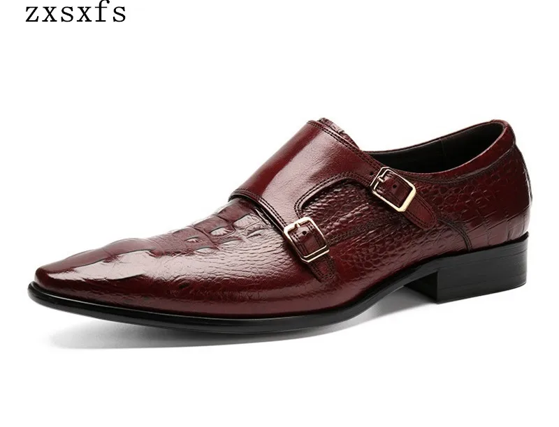 Pointed Toe Brown Embossed Leather Buckles Shoes Alligator Print Mens Dress Shoes!
Pointed Toe Brown Embossed Leather Buckles Shoes Alligator Print Mens Dress Shoes!