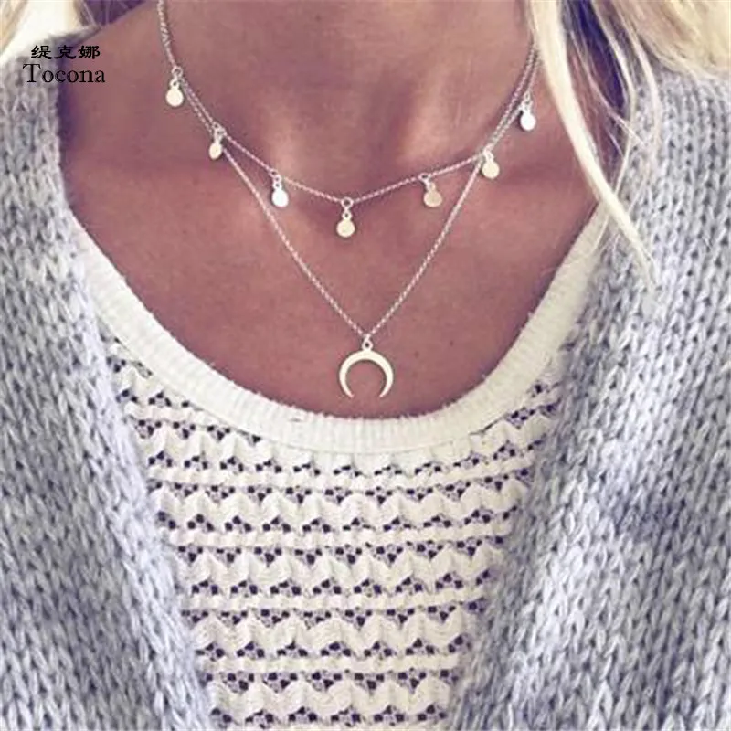 Tocona Vintage Antique Silver Sequins Moon Pendant Chokers Necklaces Multi Layer Necklace Collar for Women Boho Jewelry 6376
Tocona Vintage Antique Silver Sequins Moon Pendant Chokers Necklaces Multi Layer Necklace Collar for Women Boho Jewelry 6376