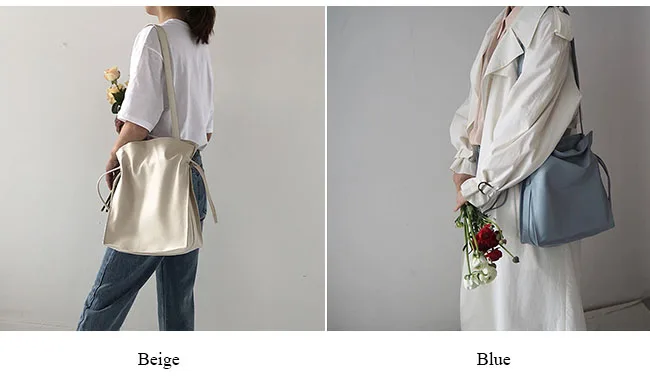 MJ Soft Leather Bucket Bag Female Casual PU Leather Shoulder Bag Large Capacity Crossbody Handbag Shopping Tote Bags for Women (36)