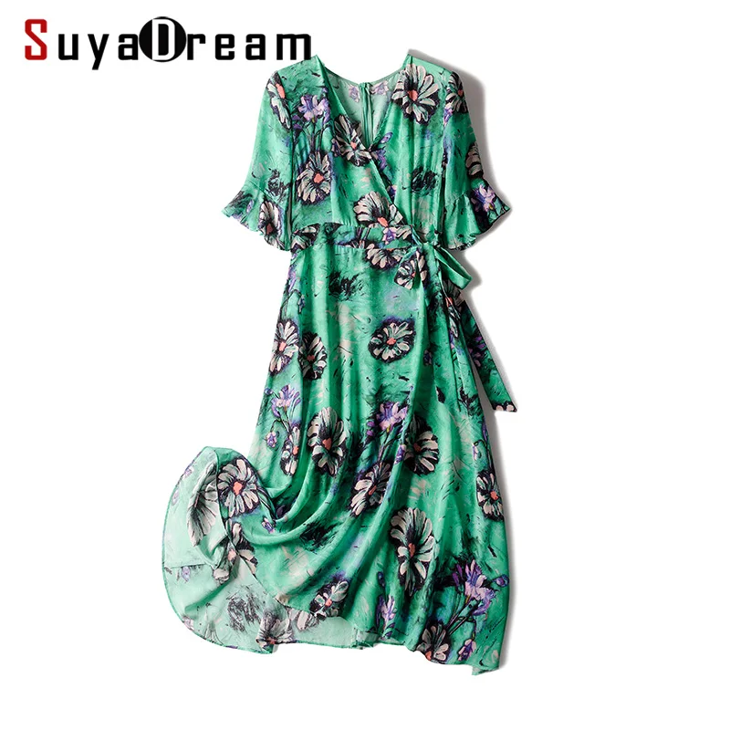 Women Dress 100%Real Silk Holiday Floral Print Dresses Butterfly Sleeved 2019 New Summer Dresses for Women Green
Women Dress 100%Real Silk Holiday Floral Print Dresses Butterfly Sleeved 2019 New Summer Dresses for Women Green