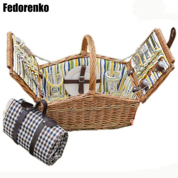 Picnic Basket For 4 Person Wicker Hamper Premium Set with Plates Wine Glasses Flatware Multifunction Bottle Opener and Spice Jar
Picnic Basket For 4 Person Wicker Hamper Premium Set with Plates Wine Glasses Flatware Multifunction Bottle Opener and Spice Jar
