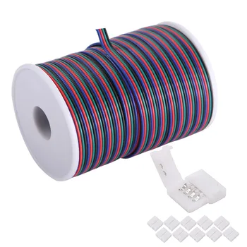 18 20 22 AWG 4Pin RGB Wire Extension Cable with Spool, Led Lights Wires Strip Extend Wire for 5050 3528, with 8PCS RGB Led Strip
18 20 22 AWG 4Pin RGB Wire Extension Cable with Spool, Led Lights Wires Strip Extend Wire for 5050 3528, with 8PCS RGB Led Strip
