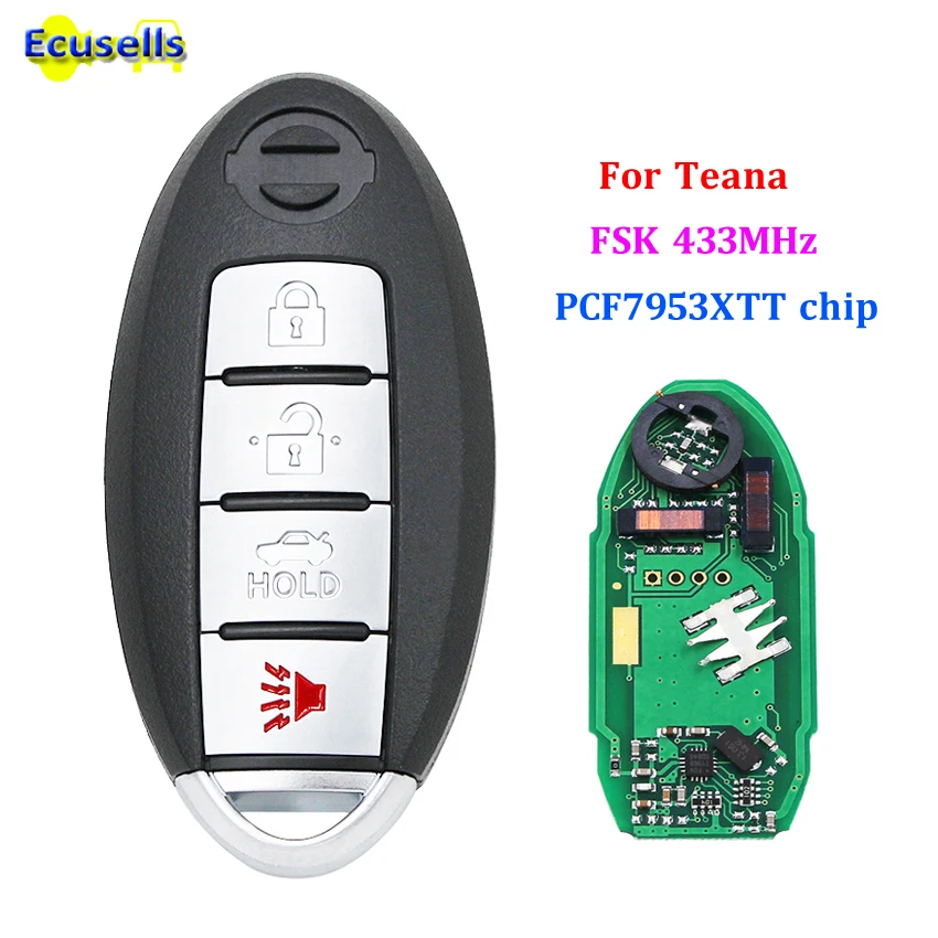 smart remote key 3+1 button FSK 433MHz PCF7953XTT chip for Nissan Teana 2013 year with insert key
smart remote key 3+1 button FSK 433MHz PCF7953XTT chip for Nissan Teana 2013 year with insert key