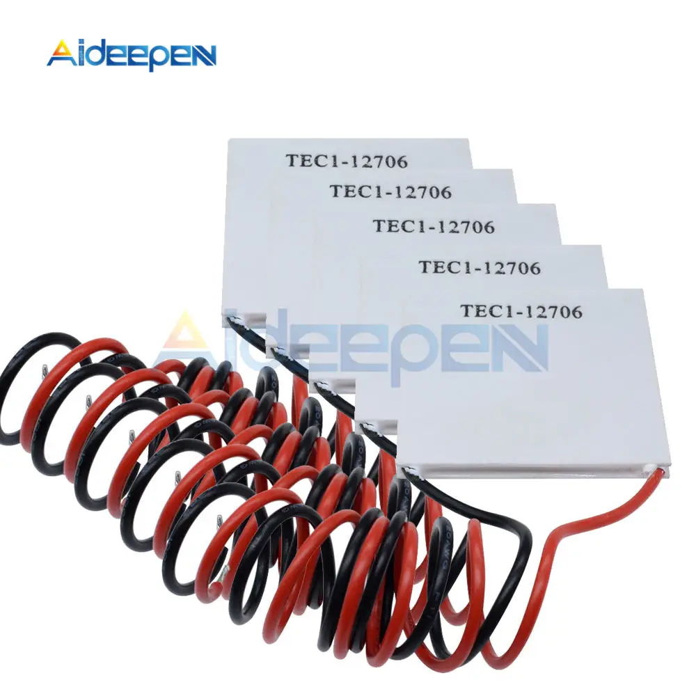 5Pcs TEC1-12706 12706 TEC Thermoelectric Cooler Peltier TEC112706 Heatsink Plate Module 12V New Of Semiconductor Refrigeration
5Pcs TEC1-12706 12706 TEC Thermoelectric Cooler Peltier TEC112706 Heatsink Plate Module 12V New Of Semiconductor Refrigeration