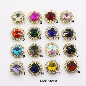 New 10pcs/set 15mm Round Colorful Diamond Button Flatback Buttons Crystal for Wedding Bouquet Child Hair Ribbon Decorative
New 10pcs/set 15mm Round Colorful Diamond Button Flatback Buttons Crystal for Wedding Bouquet Child Hair Ribbon Decorative