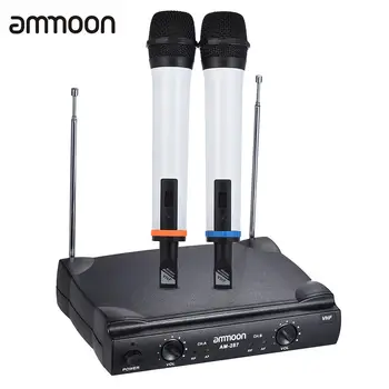 ammoon Dual Channel VHF Wireless Handheld Microphone System 2 Mics 1 Receiver 6.35mm Audio Cable for Karaoke Family Party
ammoon Dual Channel VHF Wireless Handheld Microphone System 2 Mics 1 Receiver 6.35mm Audio Cable for Karaoke Family Party