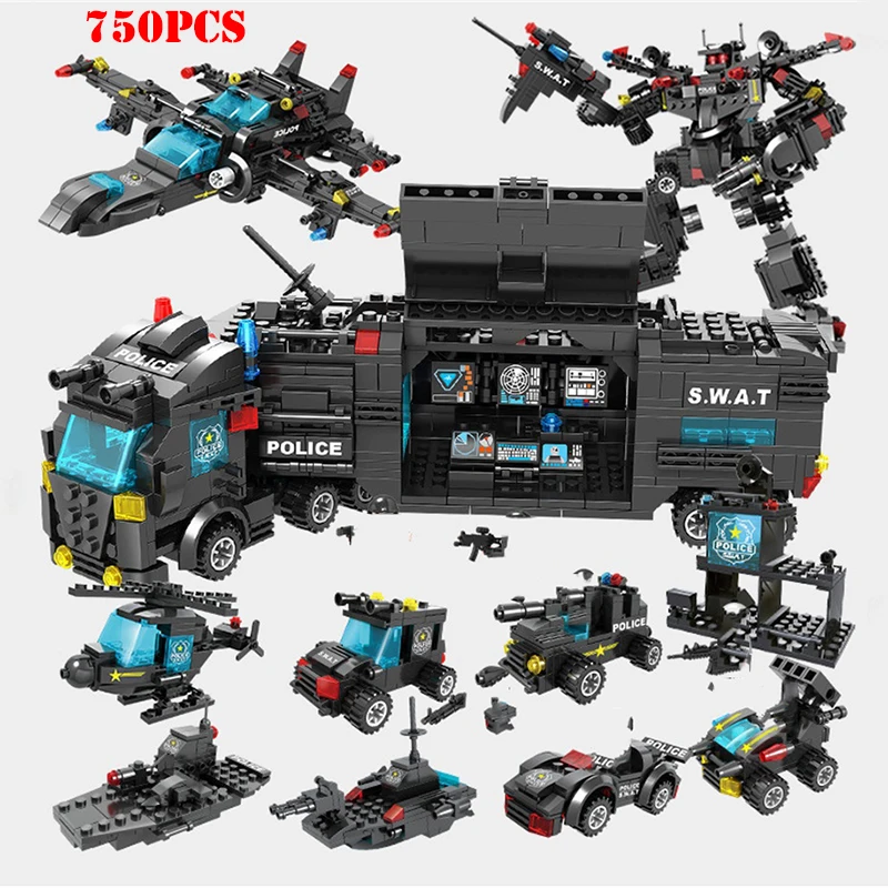 8 in 1 City SWAT Police Truck Building Blocks Ship Helicopter Vehicle Creator Bricks Educational Toys For Children Birthday Gift
8 in 1 City SWAT Police Truck Building Blocks Ship Helicopter Vehicle Creator Bricks Educational Toys For Children Birthday Gift