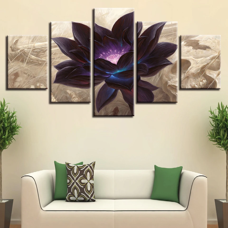 Modular Canvas HD Prints Poster Wall Art 5 Pieces Black Lotus Pictures Living Room Home Decor Abstract Flower Painting Framework
Modular Canvas HD Prints Poster Wall Art 5 Pieces Black Lotus Pictures Living Room Home Decor Abstract Flower Painting Framework