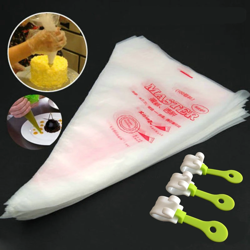 100pcs Small Size Plastic Disposable Cakes Pastry Piping Bags+ 3pc Clips Jam Chocolate Cream Cake Decorating Tools
100pcs Small Size Plastic Disposable Cakes Pastry Piping Bags+ 3pc Clips Jam Chocolate Cream Cake Decorating Tools