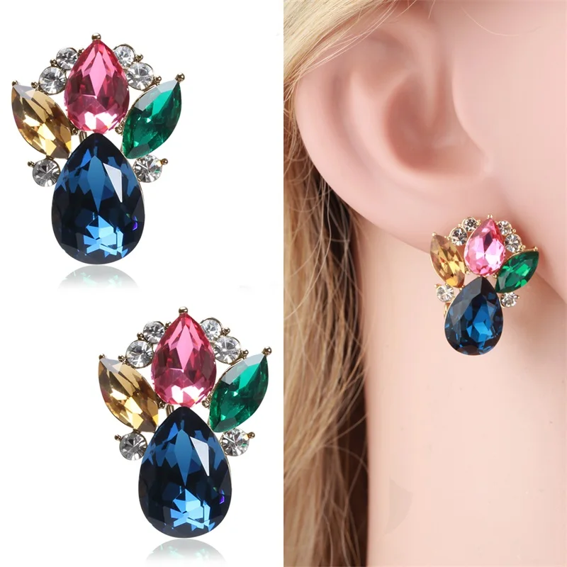 Gold Color Rainbow Blue Crystals Flower Teardrop Rhinestone Stud Earrings For Women Fashion Luxury Vintage Jewelry Orecchini
Gold Color Rainbow Blue Crystals Flower Teardrop Rhinestone Stud Earrings For Women Fashion Luxury Vintage Jewelry Orecchini