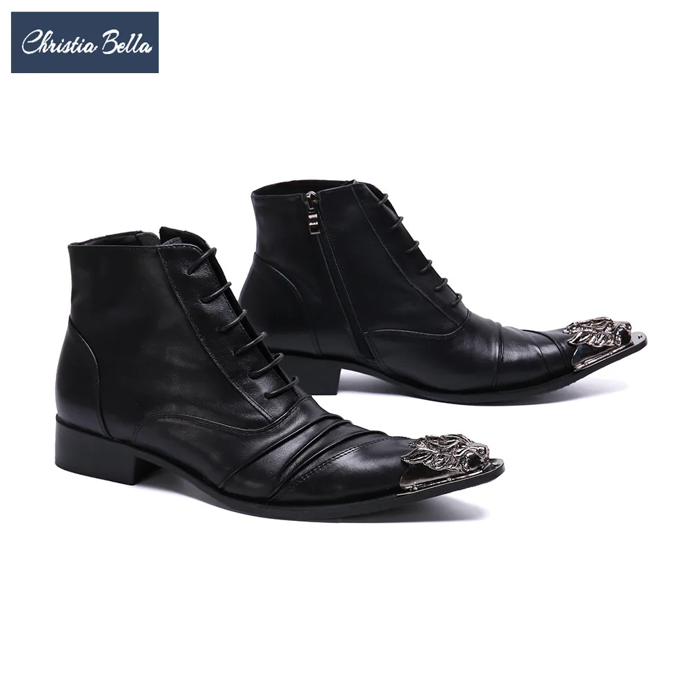 Christia Bella Solid Men Shoes Genuine Leather Boots New Fashion Simplicity Metal Pointed Toe Boots Big Size Zipper Short Boots
Christia Bella Solid Men Shoes Genuine Leather Boots New Fashion Simplicity Metal Pointed Toe Boots Big Size Zipper Short Boots