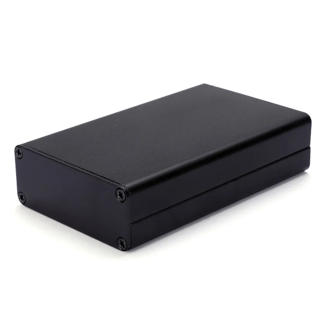 Aluminum PCB Instrument Box Enclosure DIY Electronic Project Case Panels Screws DIY Built-in Grooves Black 80x50x20mm