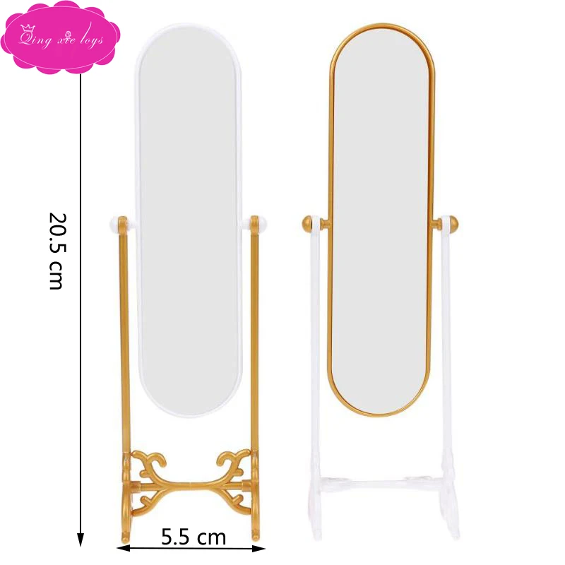 Dolls miniature dollhouse Babie girl full-length mirror gold plastic edge Rotatable white mirror American toys accessories Q19
Dolls miniature dollhouse Babie girl full-length mirror gold plastic edge Rotatable white mirror American toys accessories Q19