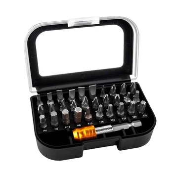 31 In 1 magnetic Screwdriver Bits Suit high quality 25mm bits and bits adapter set for electrician Hand Tool Sets 
31 In 1 magnetic Screwdriver Bits Suit high quality 25mm bits and bits adapter set for electrician Hand Tool Sets