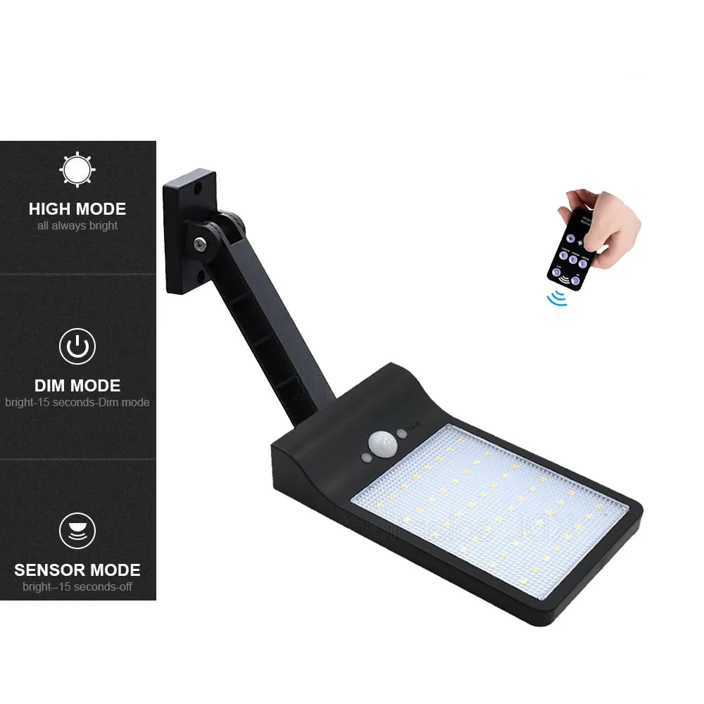remote control bracket solar street light 48 LED 800 LM Solar Lamp Human Body Induction Wall Light 3 Modes Dimmable Outdo Gear | Освещение