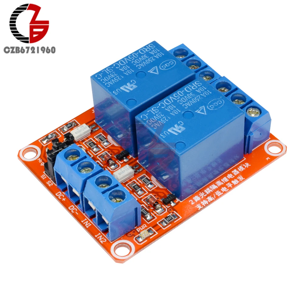 

5V 9V 12V 24V 2 Channel Relay Module with Optocoupler Isolation Supports High Low Level Trigger for Arduino