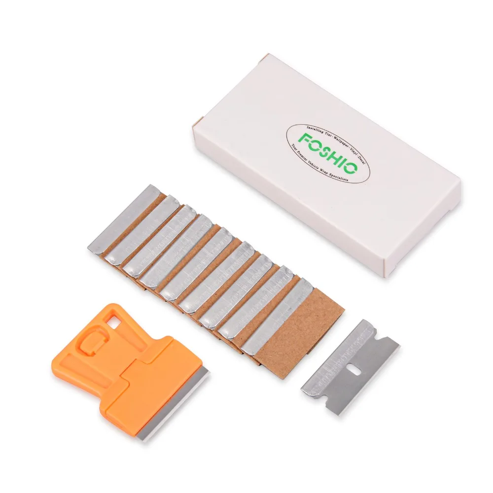 FOSHIO Orange Razor Scraper+10pcs Razor Blades Vinyl Car Wrapping Tools Old Glue Car Sticker Film Remover Window Clean Squeegee 
FOSHIO Orange Razor Scraper+10pcs Razor Blades Vinyl Car Wrapping Tools Old Glue Car Sticker Film Remover Window Clean Squeegee