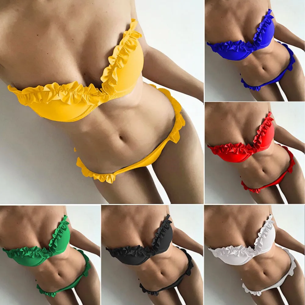 Sexy Bikinis Set Ruffles Women Solid Bandage Tankini Set Brazilian Swimwear Pure color Bikini Bathing Suit A30319
Sexy Bikinis Set Ruffles Women Solid Bandage Tankini Set Brazilian Swimwear Pure color Bikini Bathing Suit A30319