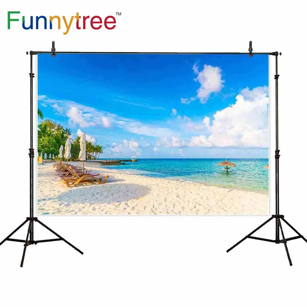 

Funnytree backdrops for photography studio beach sea sky summer landscape coconut tree professional background photobooth