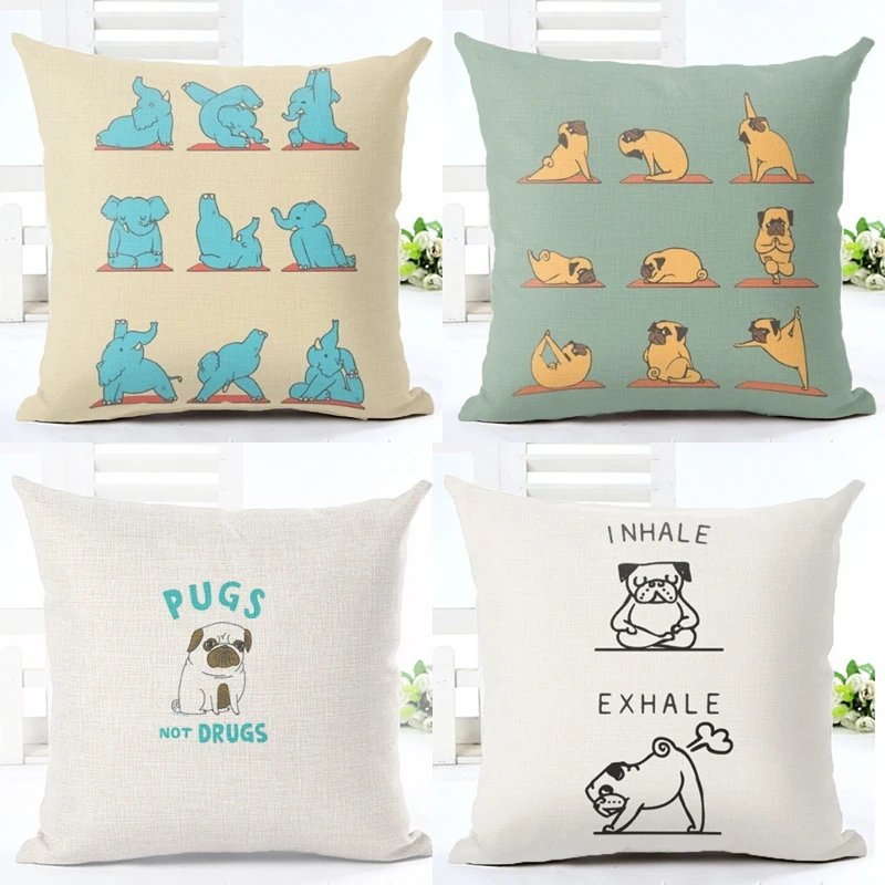 Yoga Dog Cushion Cover Funny Pug Cotton Linen Cushion Cover Yoga Elephant Sofa Nordic Decorative Throw Pillow Cover Euro Pillow
Yoga Dog Cushion Cover Funny Pug Cotton Linen Cushion Cover Yoga Elephant Sofa Nordic Decorative Throw Pillow Cover Euro Pillow