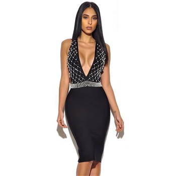 2017 New Arrival Sexy Deep V Neck Bodycon Bandage Dress Women Summer Sleeveless diamond bling Backless Evening Party Dresses
2017 New Arrival Sexy Deep V Neck Bodycon Bandage Dress Women Summer Sleeveless diamond bling Backless Evening Party Dresses