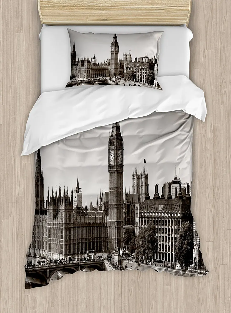Duvet Cover Set , Westminster with Big Ben and Bridge Nostalgic Image British Antique Architecture, 4 Piece Bedding Set
Duvet Cover Set , Westminster with Big Ben and Bridge Nostalgic Image British Antique Architecture, 4 Piece Bedding Set