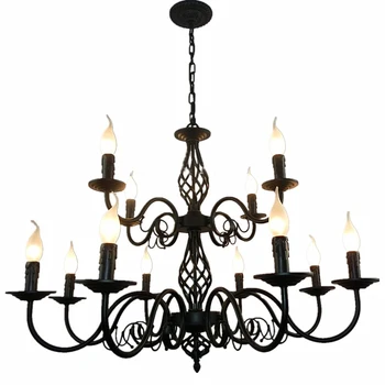 

Luxury Rustic Wrought Iron Chandelier E14 Candle Black Vintage Antique Home Chandeliers For Living room European lamp