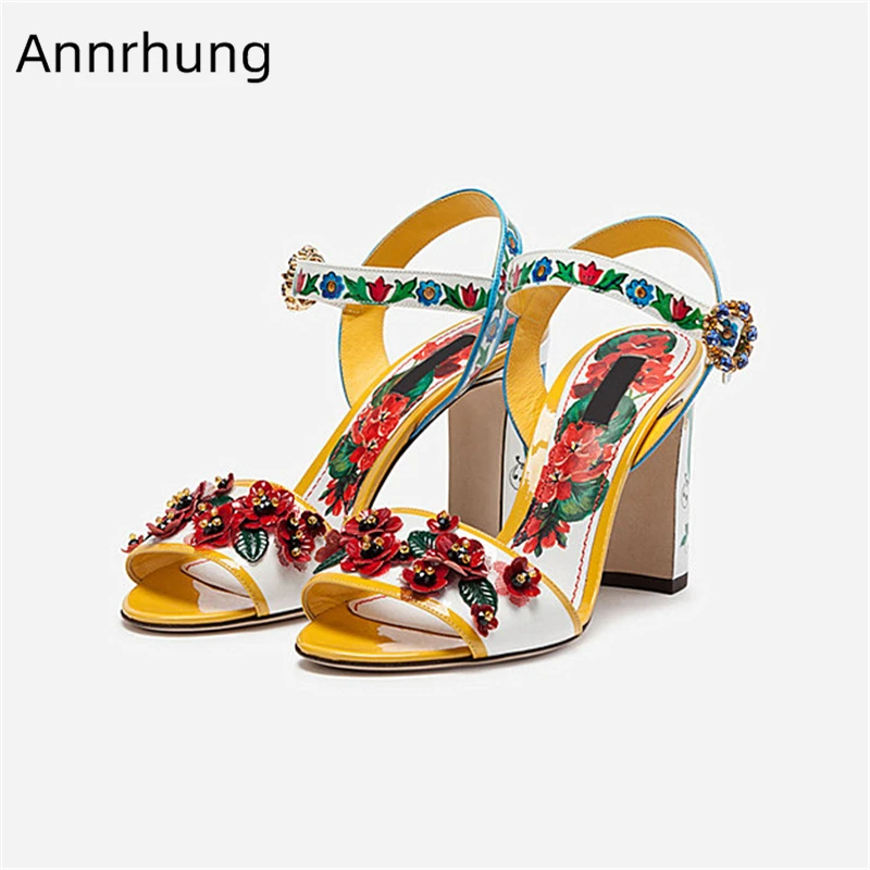 2019 Flower Prints High Heels Sandals Women Chunky Block Heel Peep Toe Crystal Buckle Strap Party Shoes Floral Wedding Shoes
2019 Flower Prints High Heels Sandals Women Chunky Block Heel Peep Toe Crystal Buckle Strap Party Shoes Floral Wedding Shoes