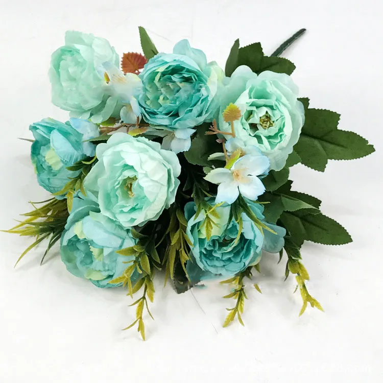 blue artificial flowers roses peonies