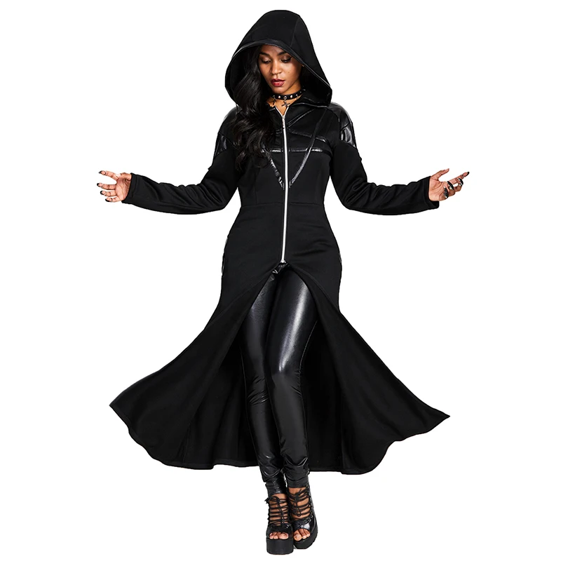 Rosetic Gothic Mid-Length Hooded T-shirt Women Long Sleeves Casual Autumn Fashion Patchwork Asymmetric Black T-shirts
Rosetic Gothic Mid-Length Hooded T-shirt Women Long Sleeves Casual Autumn Fashion Patchwork Asymmetric Black T-shirts