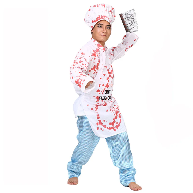 Adult Halloween Cosplay Blood Cook Chief Costumes Hat Master