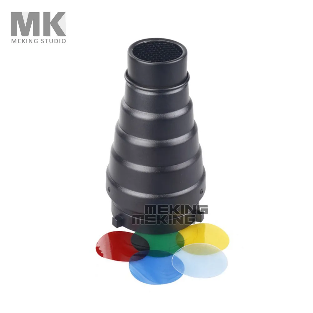 Photography Studio Flash MK(S) Conical Snoot Light Control for Bowens Strobe with Gel Filter Color Red Yellow Green Blue
Photography Studio Flash MK(S) Conical Snoot Light Control for Bowens Strobe with Gel Filter Color Red Yellow Green Blue