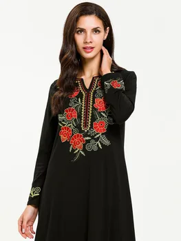 Ramadan Muslim black Abaya Women Embroidery V Neck Long Dress Dubai Arabic Gown Islamic Kaftan Arabian Dress 7649
Ramadan Muslim black Abaya Women Embroidery V Neck Long Dress Dubai Arabic Gown Islamic Kaftan Arabian Dress 7649