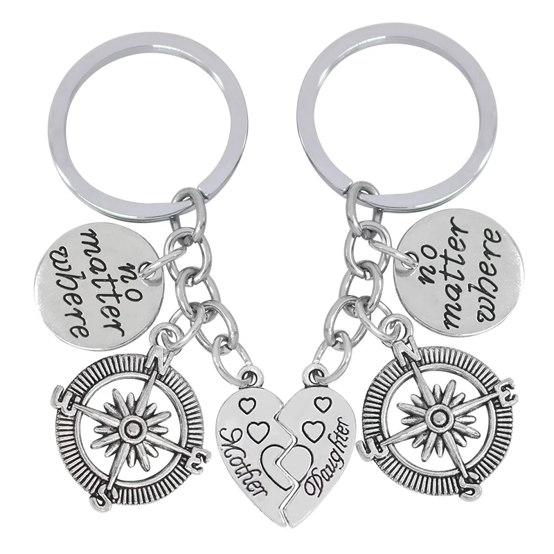 Mother And Daughter KeyChain With Letters No Matter Where Compass Pendant Broken Heart Shape Key Chain Family Key Ring For Gifts
Mother And Daughter KeyChain With Letters No Matter Where Compass Pendant Broken Heart Shape Key Chain Family Key Ring For Gifts