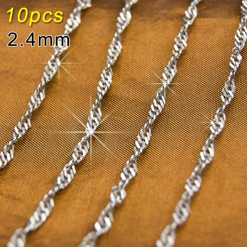 10pcs women Chains JEWELRY water wave 2.4mm silver Singapore Twisted Necklace Stainless Steel chains
10pcs women Chains JEWELRY water wave 2.4mm silver Singapore Twisted Necklace Stainless Steel chains