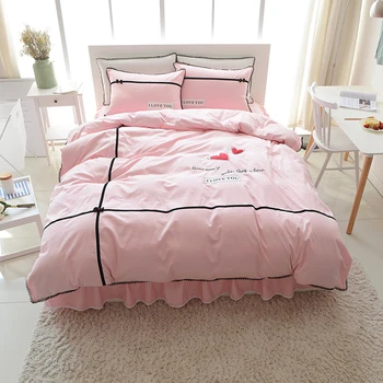 Free shipping Korean 100%cotton bow princess bed skirt 4pcs red heart ruffles bedding set full queen king size MR
Free shipping Korean 100%cotton bow princess bed skirt 4pcs red heart ruffles bedding set full queen king size MR