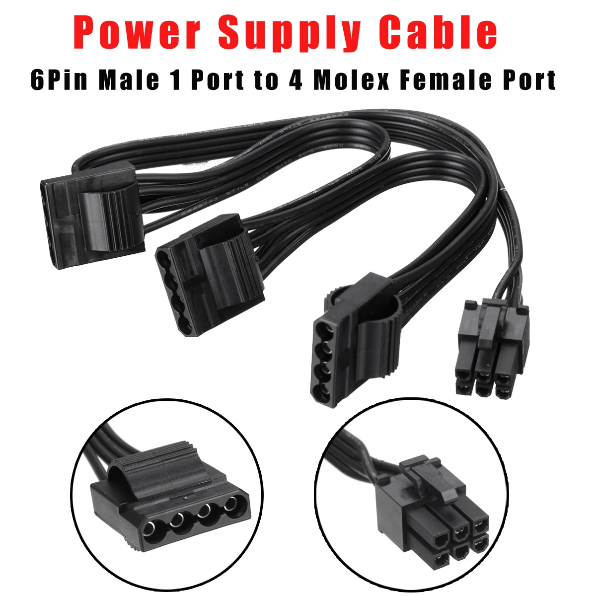 S SKYEE 40+15+15CM Graphics Card 18AWG 6Pin Male 1 Port to 4 Molex Female Port Computer Power Supply Extension Cord Cable PCI-E 
S SKYEE 40+15+15CM Graphics Card 18AWG 6Pin Male 1 Port to 4 Molex Female Port Computer Power Supply Extension Cord Cable PCI-E