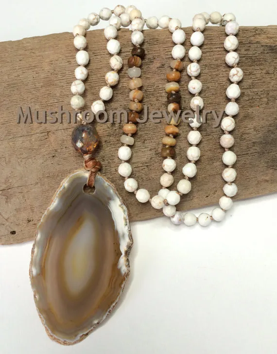 Brwon Created Agates slice Pendant Necklace Faceted Howlites Turquoises Necklace Agates slice Pendant Necklace
Brwon Created Agates slice Pendant Necklace Faceted Howlites Turquoises Necklace Agates slice Pendant Necklace