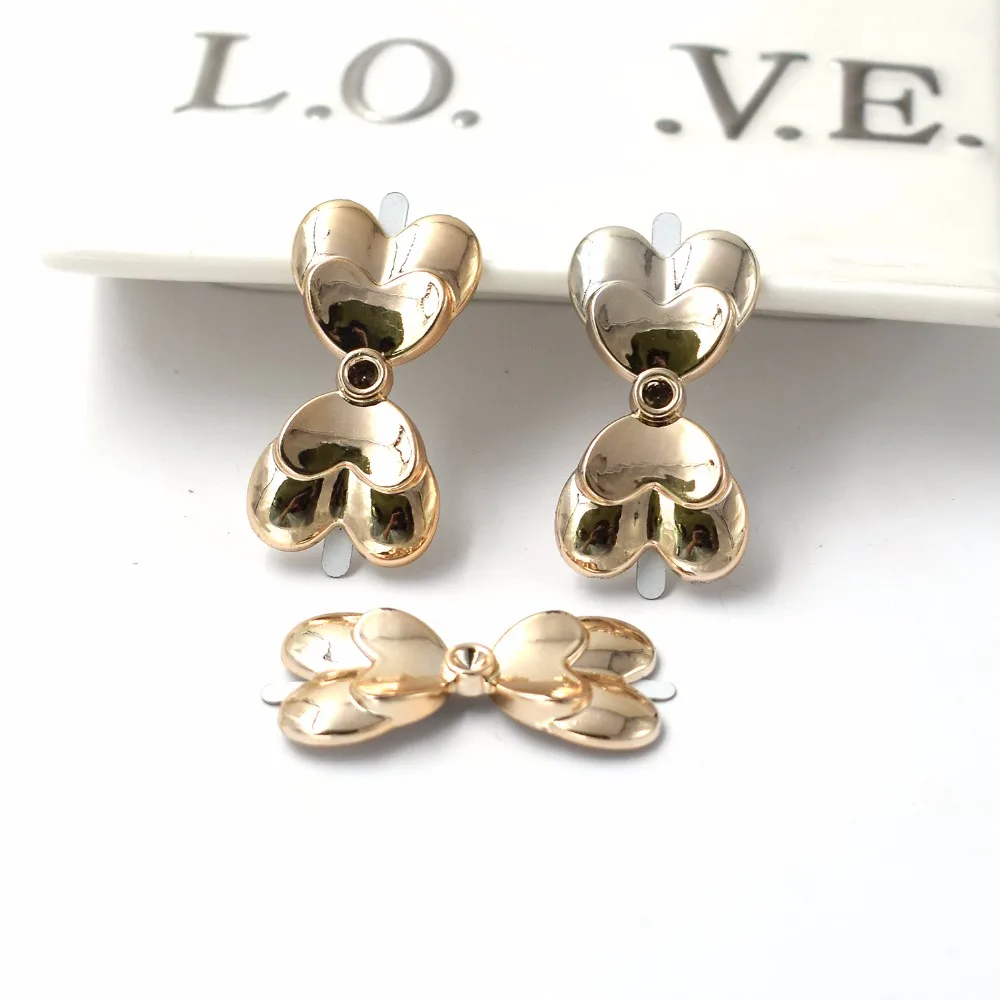 36*19*3mm 20pcs TOP Quality Lowest Price Rose Gold plastic Bowknot DIY Buckles Charm Accessories On Bag/Shoes Foot Back Fixed | Украшения и