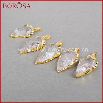 BOROSA Arrowhead Gold Color White Quartz Pendant Beads,Drusy Crystal Quartz Pendant Gems Jewelry for Necklace G0509
BOROSA Arrowhead Gold Color White Quartz Pendant Beads,Drusy Crystal Quartz Pendant Gems Jewelry for Necklace G0509