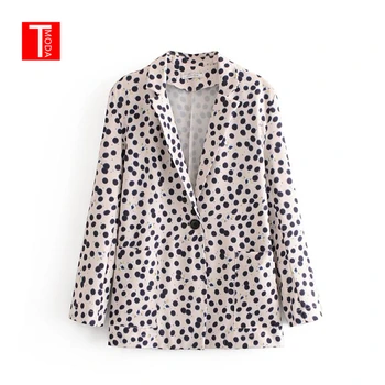 TMODA Stylish Polka Dot Print Notched Collar Blazer Coat Slim Long Sleeve Fashion Women Casual Suit Fit Outerwear Pocket Tops
TMODA Stylish Polka Dot Print Notched Collar Blazer Coat Slim Long Sleeve Fashion Women Casual Suit Fit Outerwear Pocket Tops