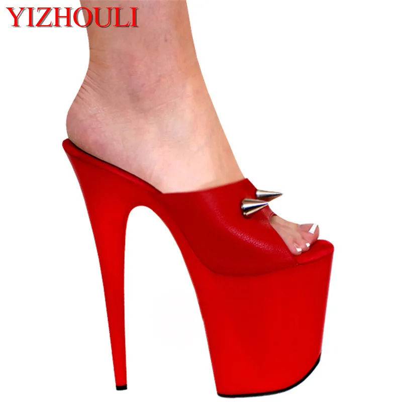 20cm high-heeled shoes slippers magazine shoes sexy clubbing high heels 8 inch pole dancing feather heels