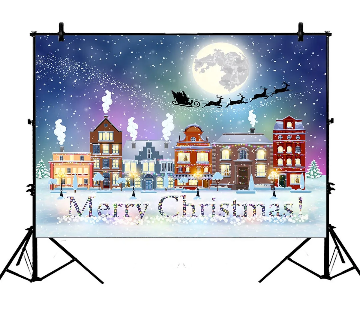 5x7ft Winter Snow Christmas Night Santa Claus Reindeer Polyester Photo Background Portrait Backdrop
5x7ft Winter Snow Christmas Night Santa Claus Reindeer Polyester Photo Background Portrait Backdrop