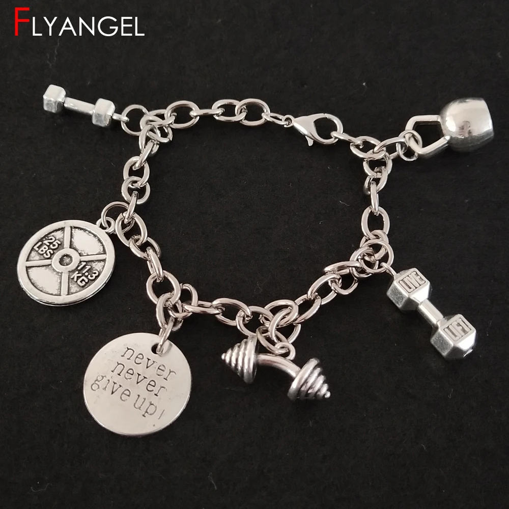 Custom Fitness Exercise Pendant 25LBS Dumbbell Barbell Kettlebell Jewelry Never Give Up Men Women DIY Expandable Bracelet Gift
Custom Fitness Exercise Pendant 25LBS Dumbbell Barbell Kettlebell Jewelry Never Give Up Men Women DIY Expandable Bracelet Gift