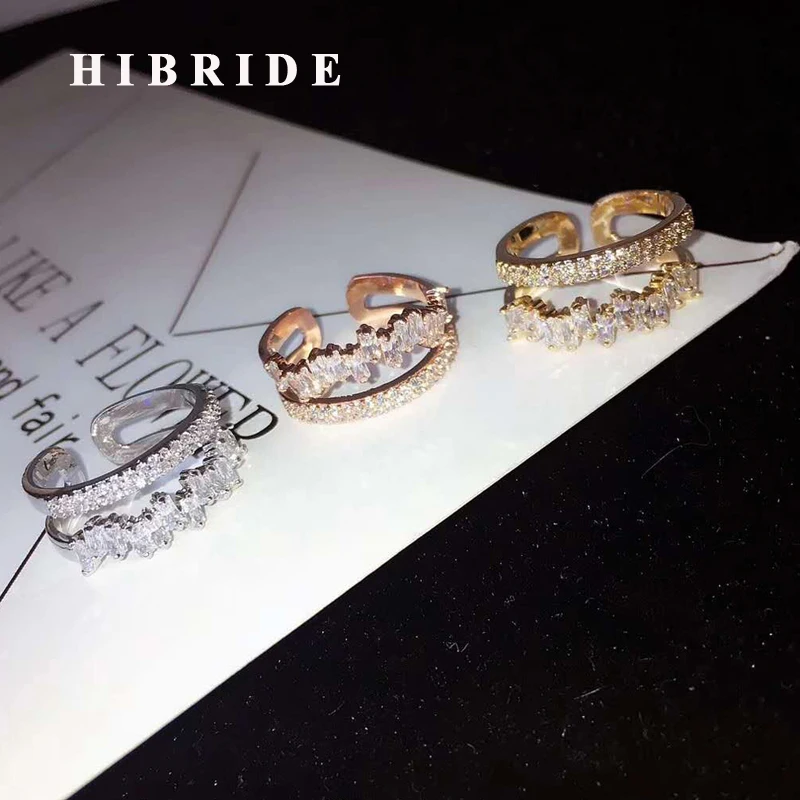HIBRIDE Trendy Style Baguette Cubic Zircon Open Adjustable Women Ring Fashion Bridal Wedding Party Rings bague femme R-222
HIBRIDE Trendy Style Baguette Cubic Zircon Open Adjustable Women Ring Fashion Bridal Wedding Party Rings bague femme R-222