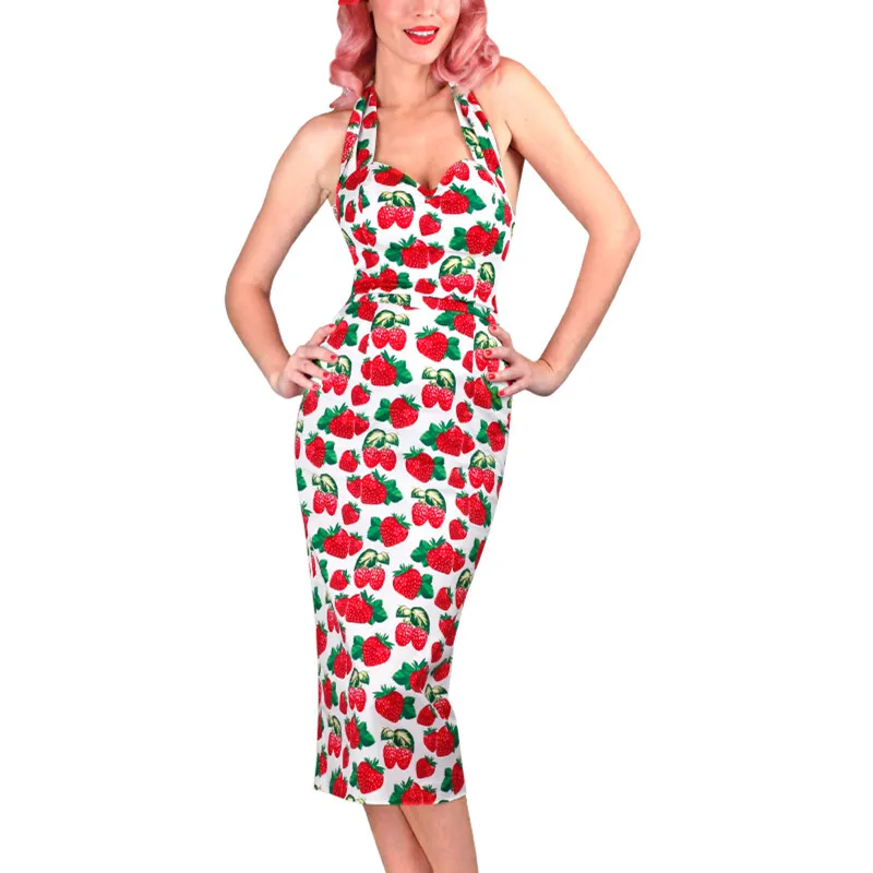 40- summer women vintage 50s strawberry pinup halter strap wiggle pencil dress in white big plus size vestidos dresses
40- summer women vintage 50s strawberry pinup halter strap wiggle pencil dress in white big plus size vestidos dresses