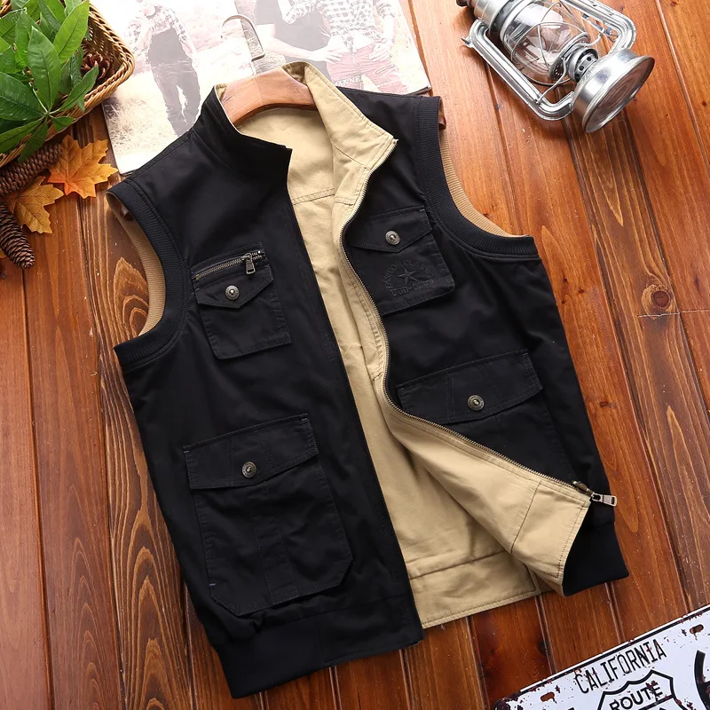Plus Size M-3XL AFS JEEP Brand Double Mens Vests Sleeveless Jacket Cotton Casual Multi Pocket Vest Men Waistcoat Coat
Plus Size M-3XL AFS JEEP Brand Double Mens Vests Sleeveless Jacket Cotton Casual Multi Pocket Vest Men Waistcoat Coat