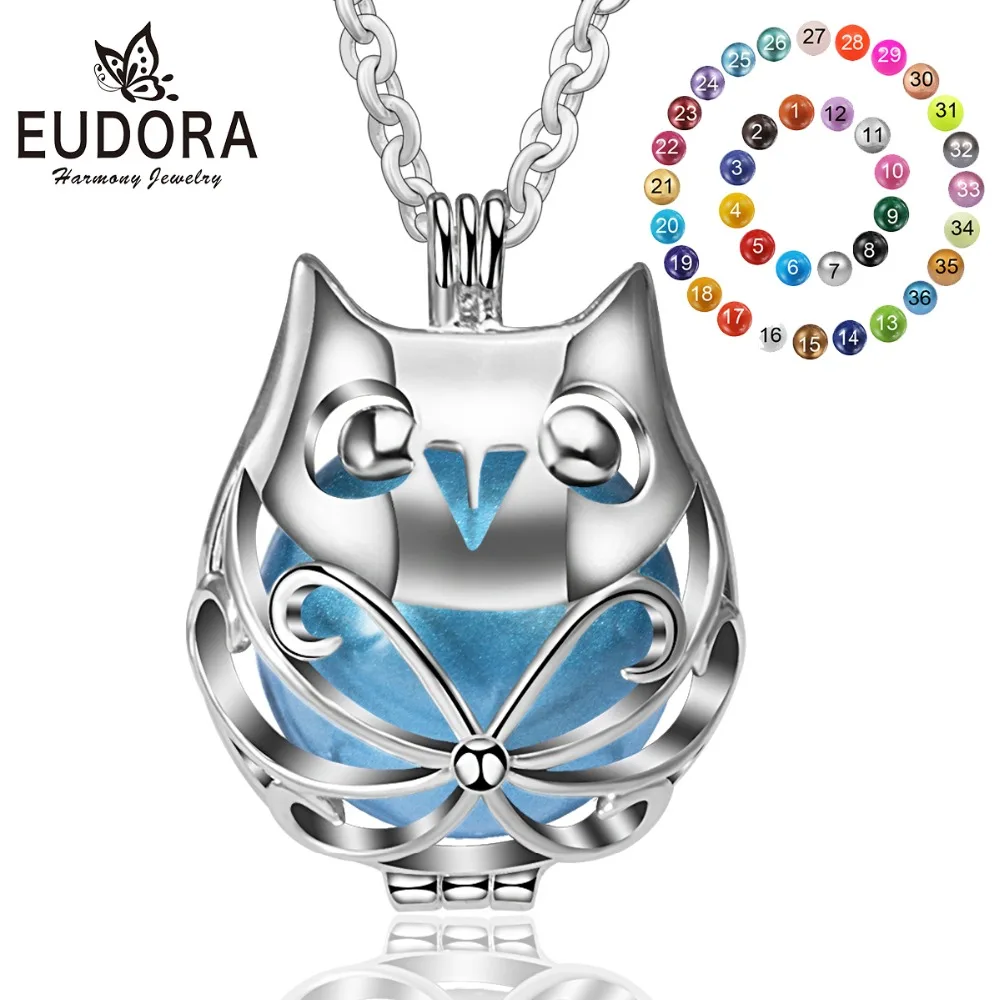 EUDORA Harmony Ball Necklace Unique lovely owl Design Locket Cage Pendant With 20mm Inner Mexican Bola Pregnant Women Jewelry
EUDORA Harmony Ball Necklace Unique lovely owl Design Locket Cage Pendant With 20mm Inner Mexican Bola Pregnant Women Jewelry